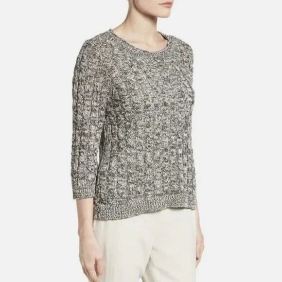 Eileen Fisher Organic Cotton Cable Knit Pullover Sweater - Picture 1 of 8